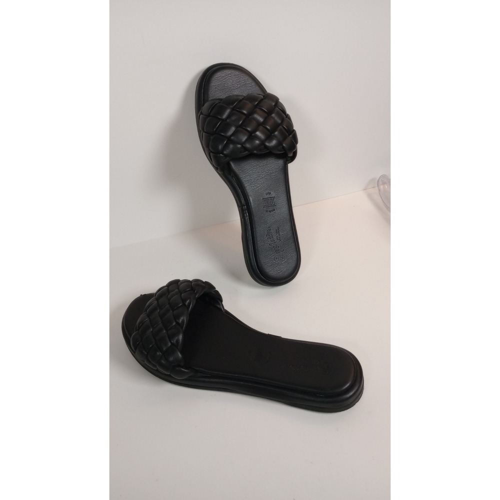 Seychelles Bellissima Black Woven Slides Sandals Womens Size 8 Made in Italy